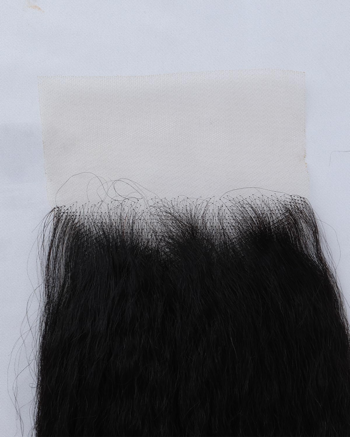 Kerriana Kinky Straight Closure 100% Human Hair 14 Inch Transparent 4x4 Closure Light Yaki Natural Black Color For Women