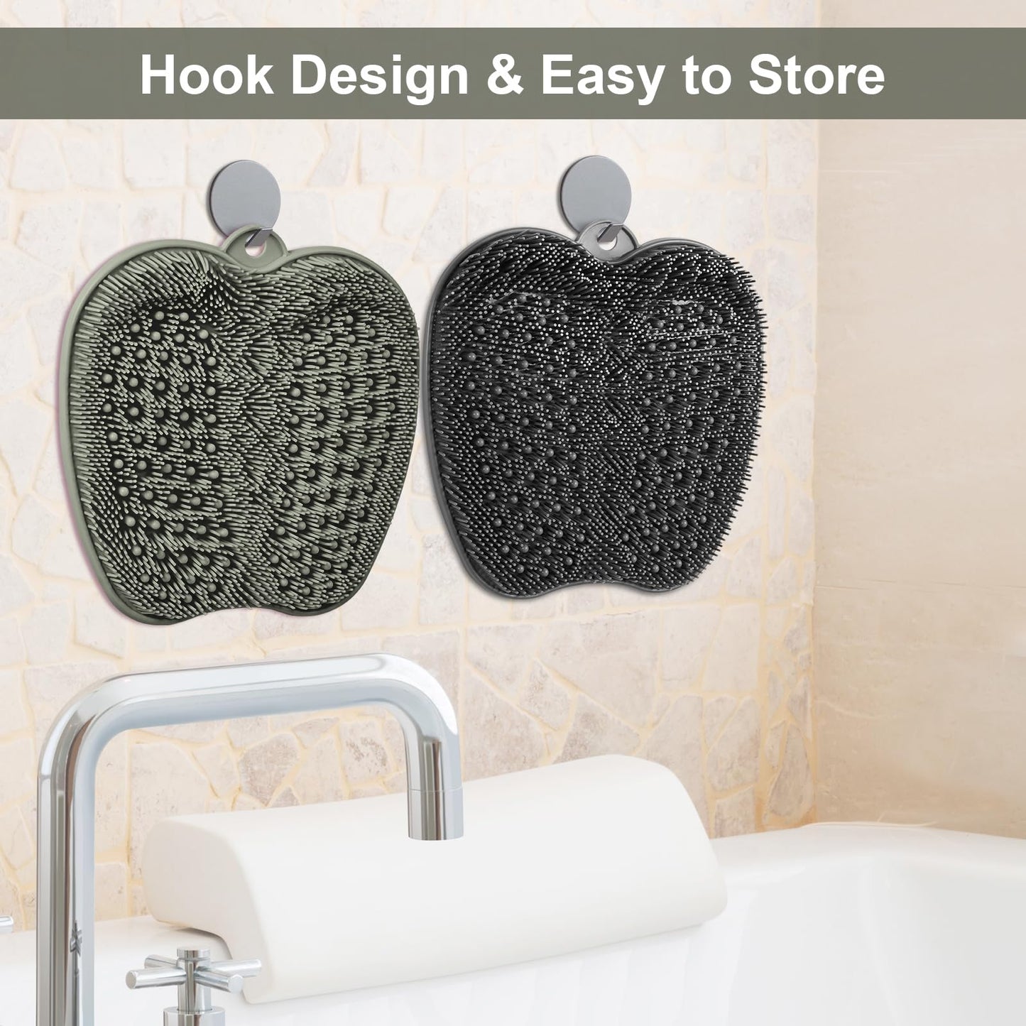 BESKAR XL Large Foot Scrubber Mat for Use in Shower, Cleans Feet No Bend