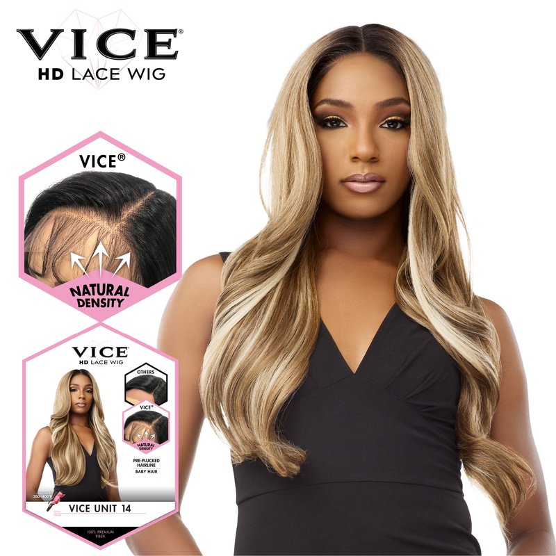 Sensationnel Vice Lace Front Wigs - Unit 14 5 Inch Deep Part Synthetic Preplucked Hairline (1B OFFBLACK)