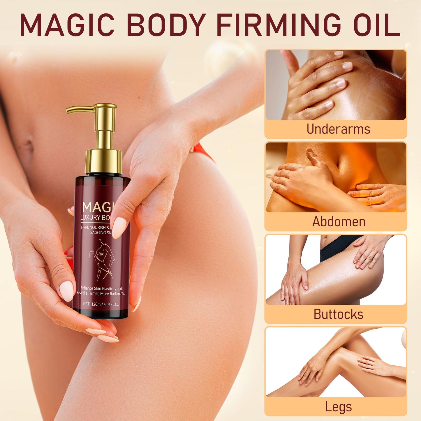 Trihood Body Firming Oil – Nourishing & Hydrating Dry Oil with Vitamin E & Natural Oils, Fast-Absorbing Serum for Crepe Skin, Helps Improve Elasticity & Smooth Skin Appearance, Full Body Care, 120ML