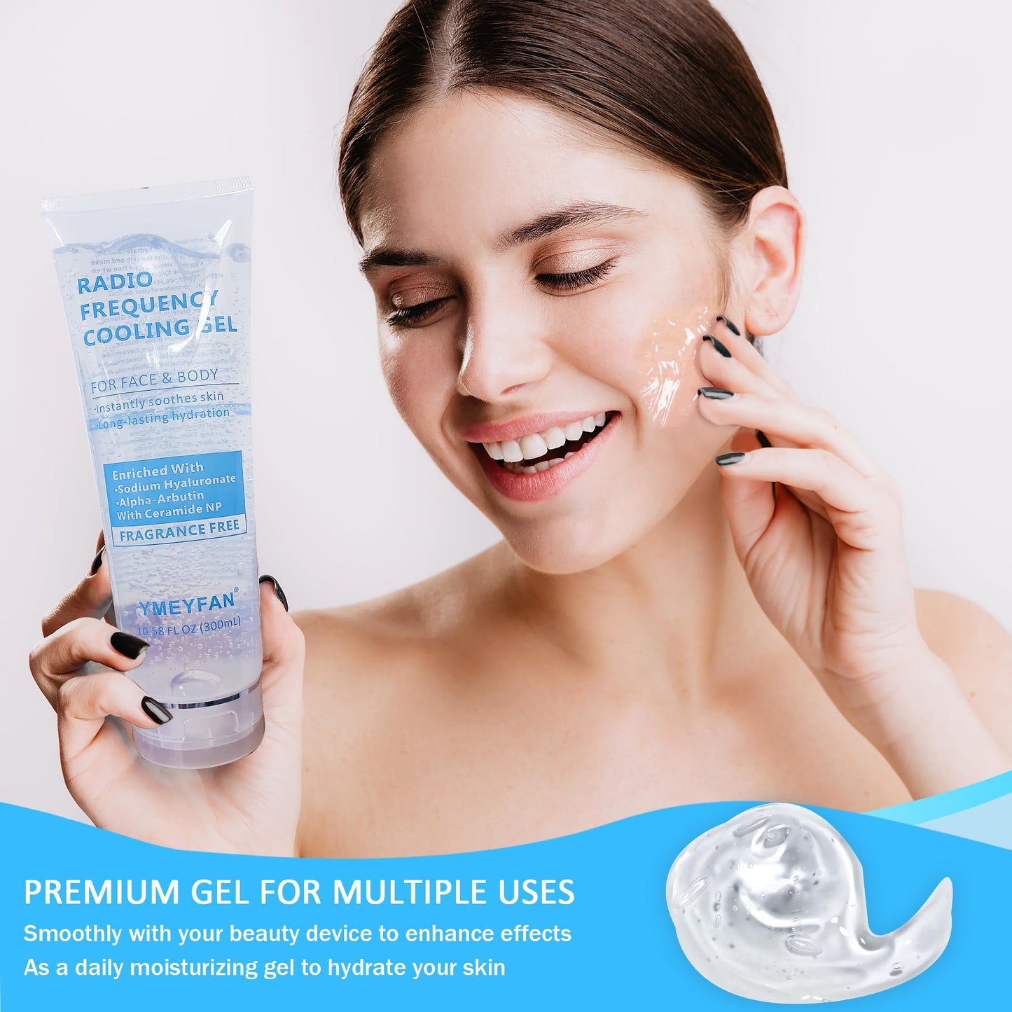 YMEYFAN Conductive Gel for Microcurrent Radio Frequency Facial Device Cooling Gel, Fragrance-Free, Sodium Hyaluronate, Alpha-Arbutin, Bifida Ferment Lysate, Hydrating Premium Primer(900ML)