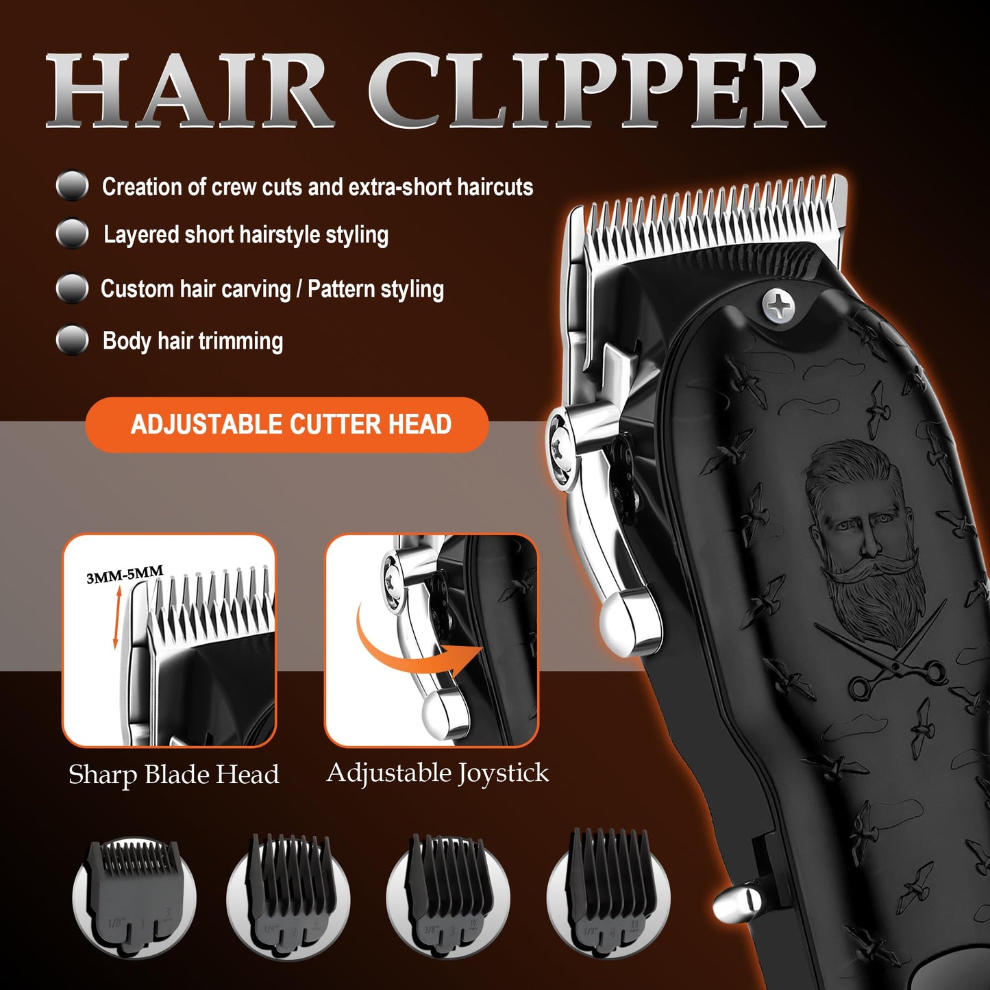 LQT Professional Hair Clippers for Men, Cordless T-Blade Beard Trimmer Kit, LED Display,Long Battery Life, Rechargeable Electric Hair Cutting Machine for Home & Barber, Best Gift for Holidays (Silver)