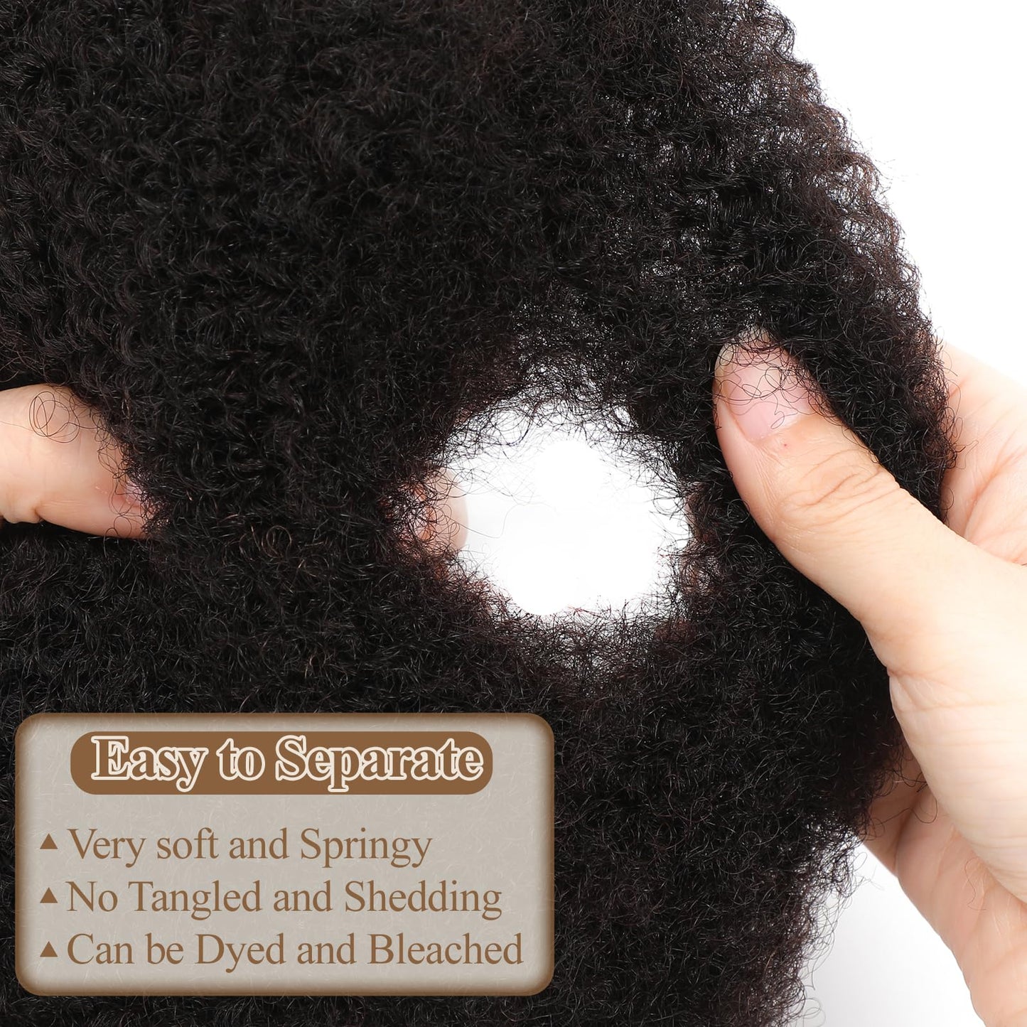 Alaleibaby Afro Kinkys Bulk Human Hair for Draedlock Extensions Repair Locs Afro kinkyhair For Braiding Twist Braids Afro Human Hair (Natural Black, 10 Inch (Pack of 3))