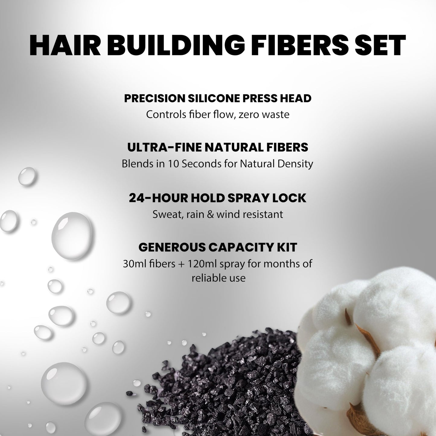 Adglamful Hair Building Fibers Kit for Thinning Hair, Hair Thickening Fiber & Hold Spray for Instant Natural Finish, Long-Lasting Coverage, Conceals Sparse Roots & Hairline- Dark Brown, 30g+120ml