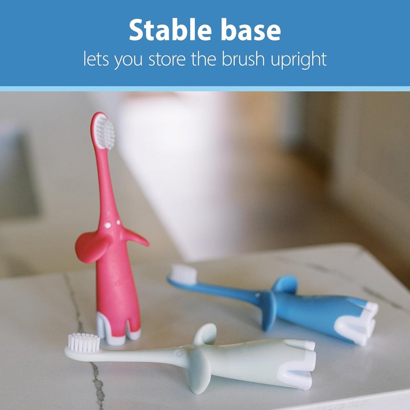 Dr. Brown's Infant-to-Toddler Toothbrush - Cute Elephant Design | Pink, 0-3 Years