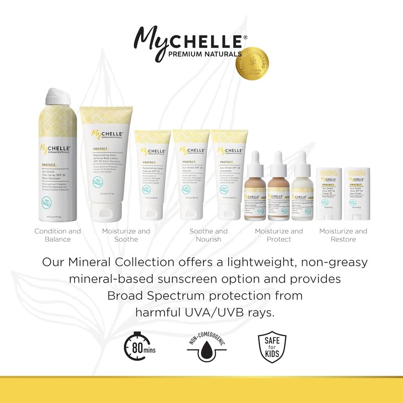 MyChelle Sun Shield Clear Spray SPF 30 - Liquid Zinc Sunscreen with Bentonite Clay & Jojoba | 6 Fl Oz, Water-Resistant for 80 Minutes