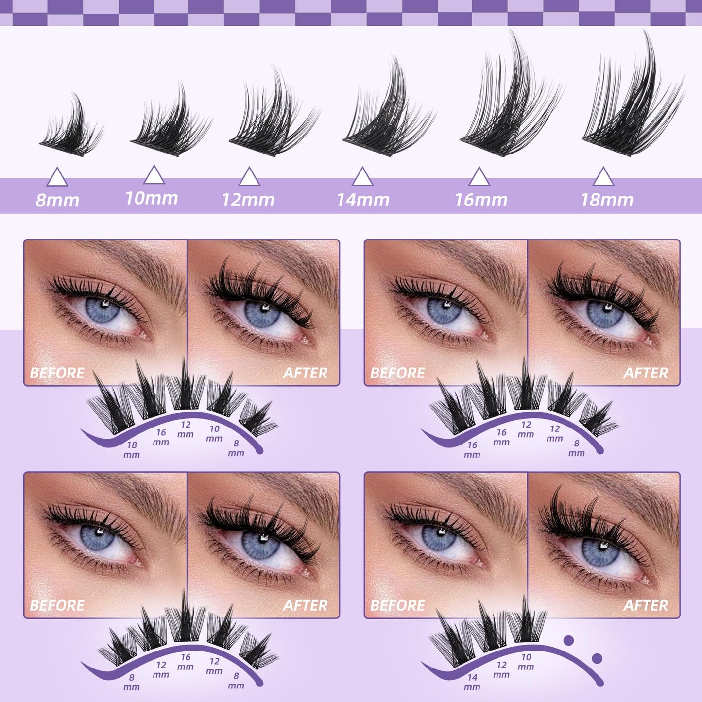 B&Q Manga Lash Clusters Kit DIY 8-18mm Reusable Eyelash Clusters Kit