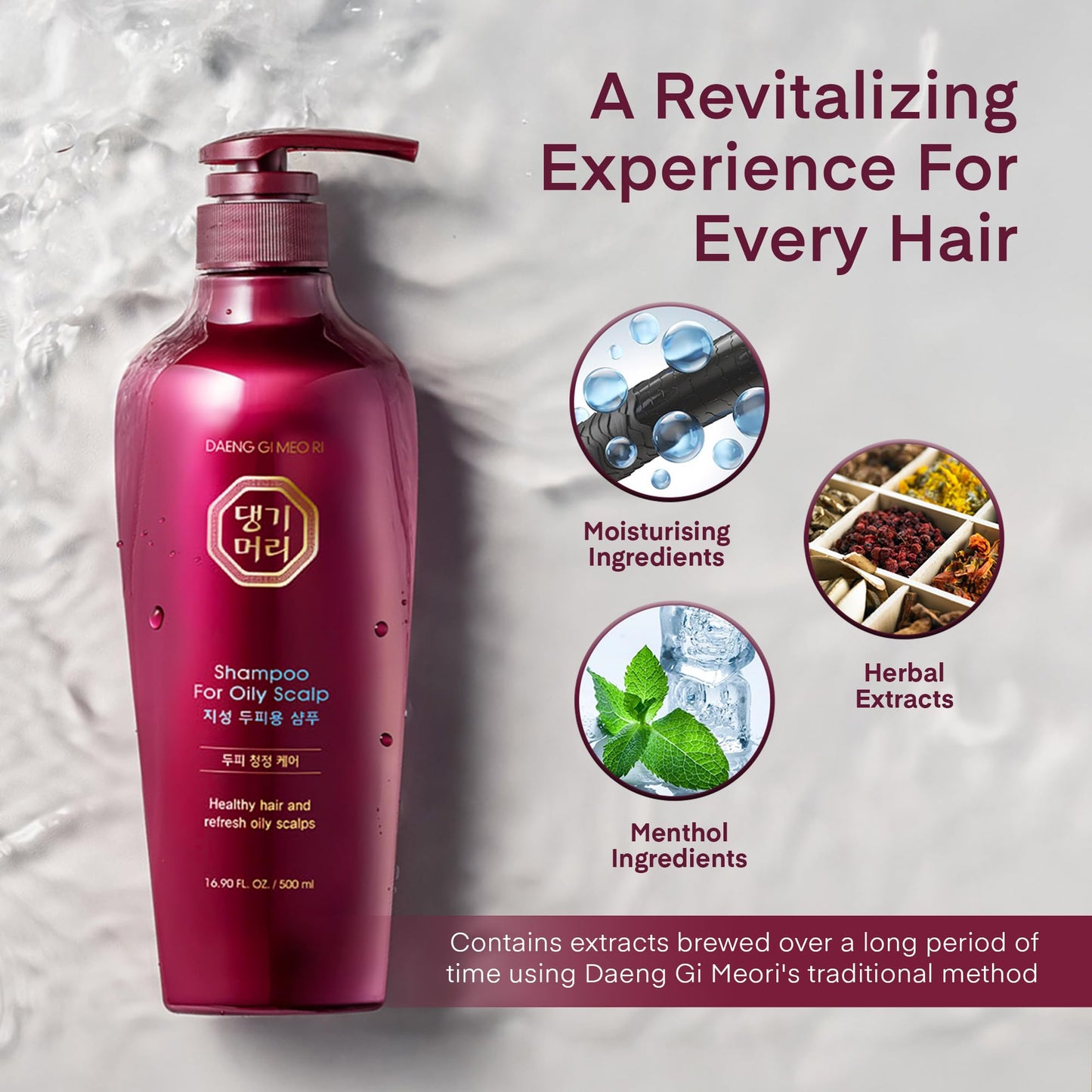 Daeng Gi Meo Ri- Oily Scalp Care Shampoo & Conditioner Set, Refreshing and Strengthening the Oily Scalp, Reducing Dandruff, Nourishing and Promoting Hair Growth,16.9 fl oz (500ml) Each