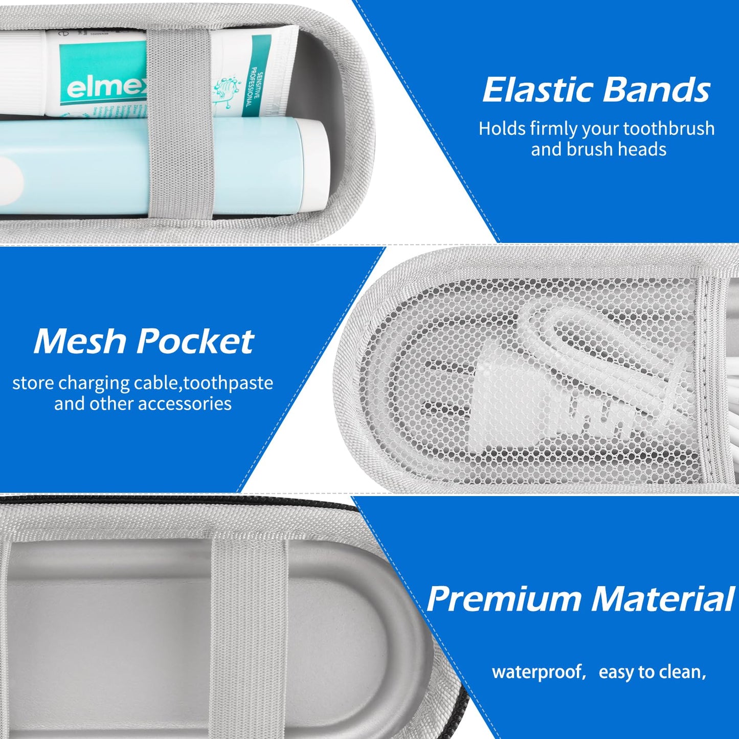 TYSORETY Toothbrush Travel Case for Oral B/Oral-B Pro 1000 1500 5000 7000 & Philips Sonicare 4100 1100 5300 5100 6100/iO Electric Toothbrush, Hard Protective Storage Bag (Black)