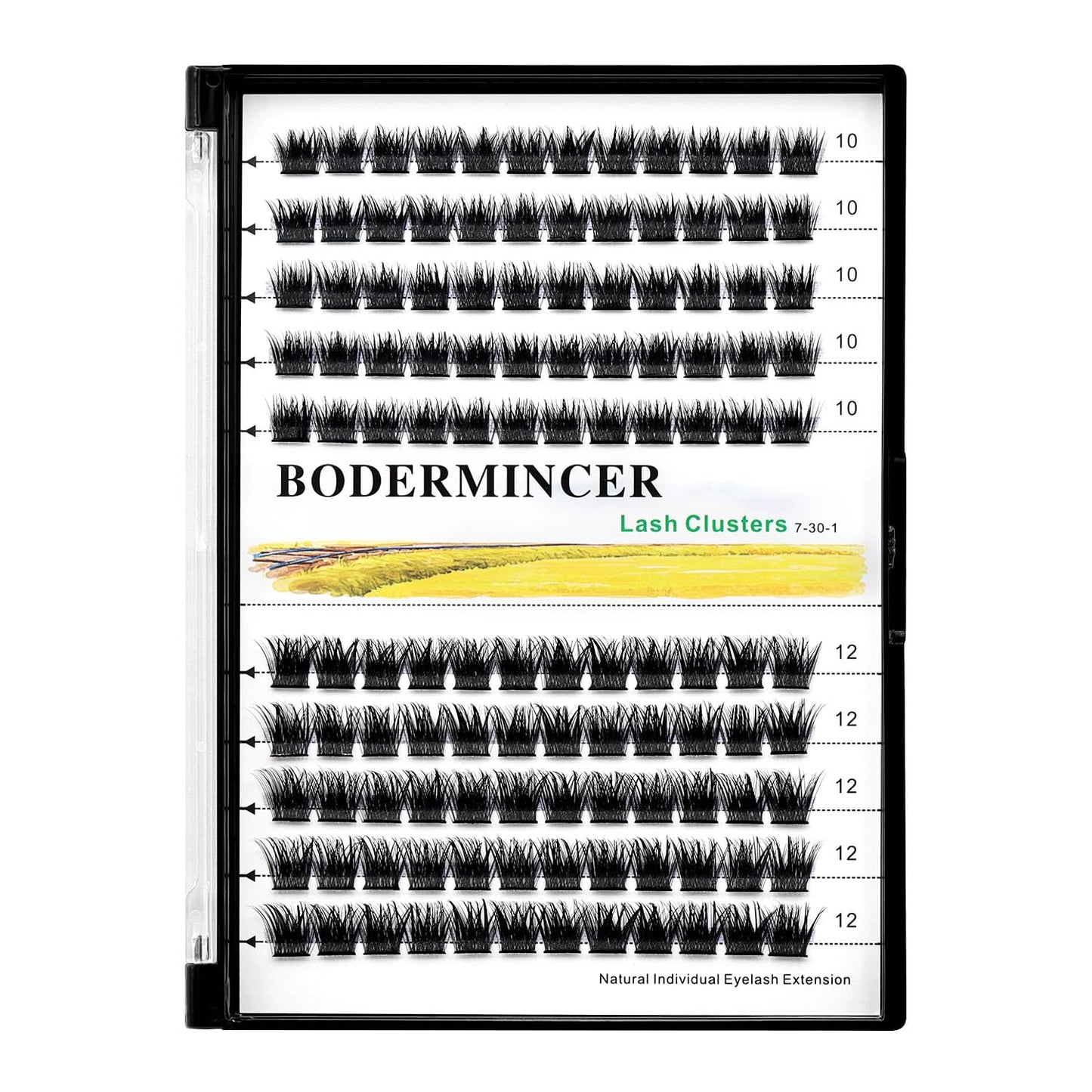 Bodermincer 120 Clusters 10mm+12mm/12mm+14mm Mixed Lash Cluster False Eyelash Individual Cluster EyeLashes Grafting Fake False Eyelashes Eyelash Extension (M01-Black-12mm)