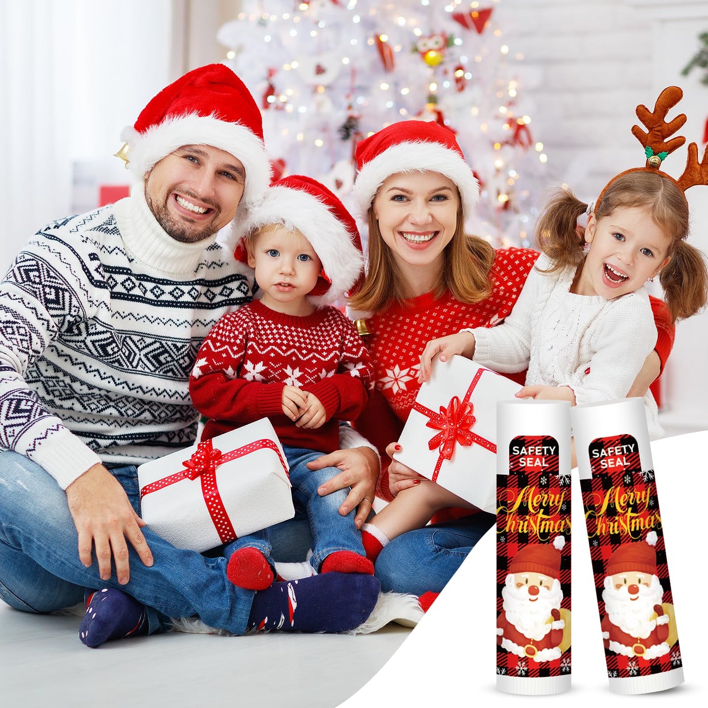 DMSKY Christmas Lip Balms Bulk 60 Pcs, Christmas Stocking Stuffers-Ideal Christmas Gifts for Women Men-Christmas Party Favors for Teachers Coworkers-Christmas Tree