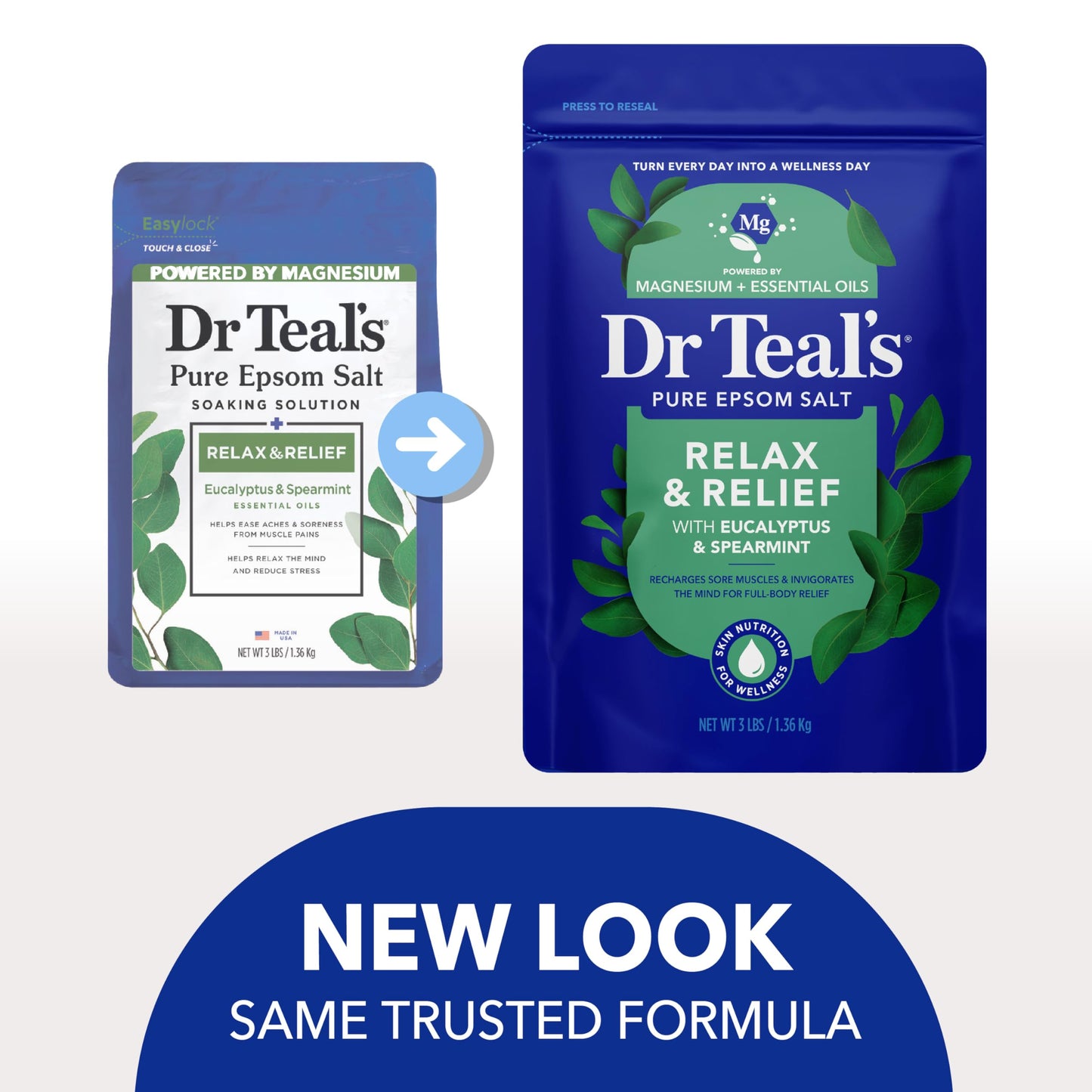 Dr Teal's Pure Epsom Salt, Relax & Relief with Eucalyptus and Spearmint, 3 lb (Pack of 4)