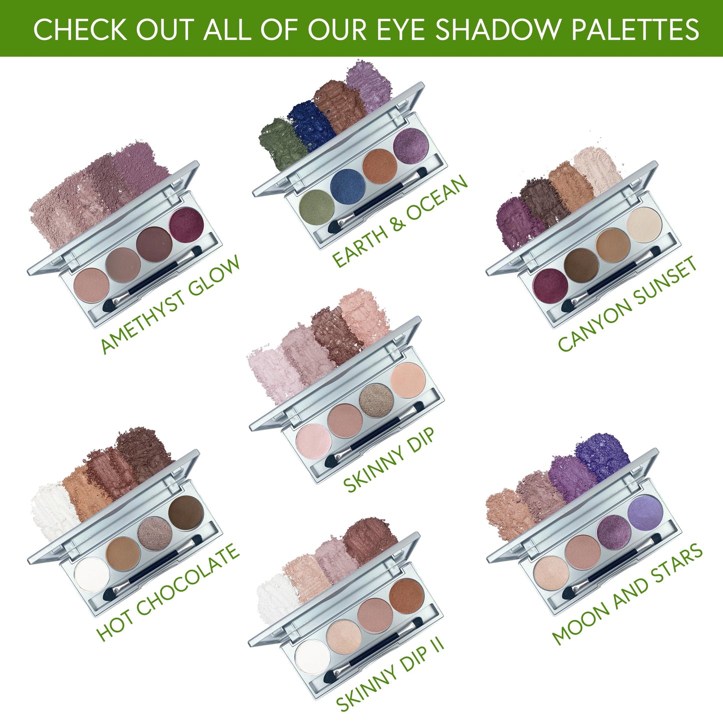 Honeybee Gardens Amethyst Glow Refillable Eye Shadow Palette – 4 Clean and Bold Shades, Highly Pigmented Natural Eyeshadow, Vegan, Gluten, Talc & Paraben-Free Makeup Palette - Travel Size Compact