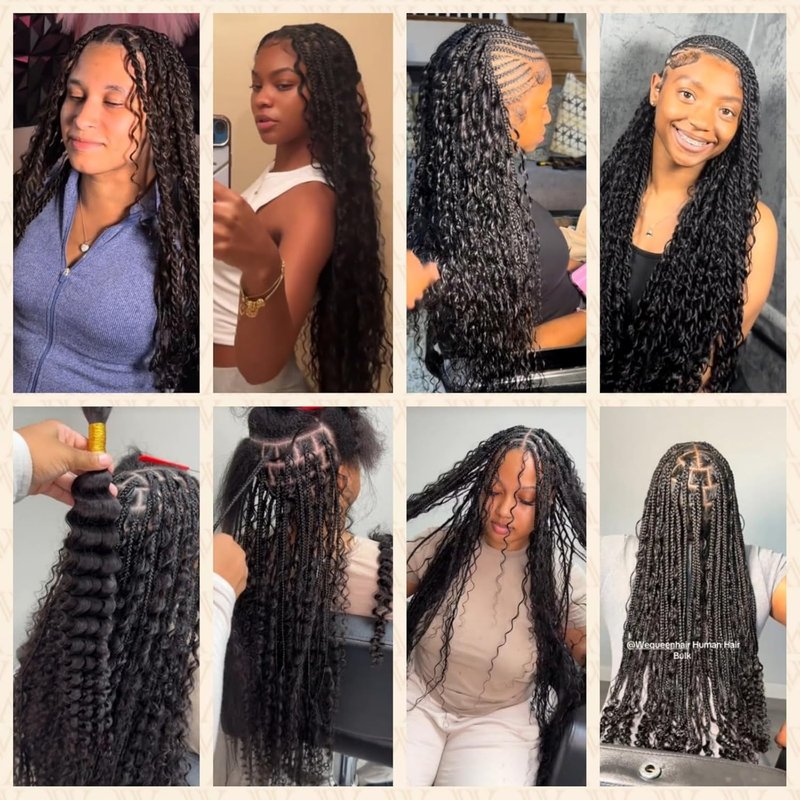 Wequeen 16A Deep Wave Human Braiding Hair - 100g, 18 Inch, 100% Unprocessed Brazilian Virgin Hair | Natural Black