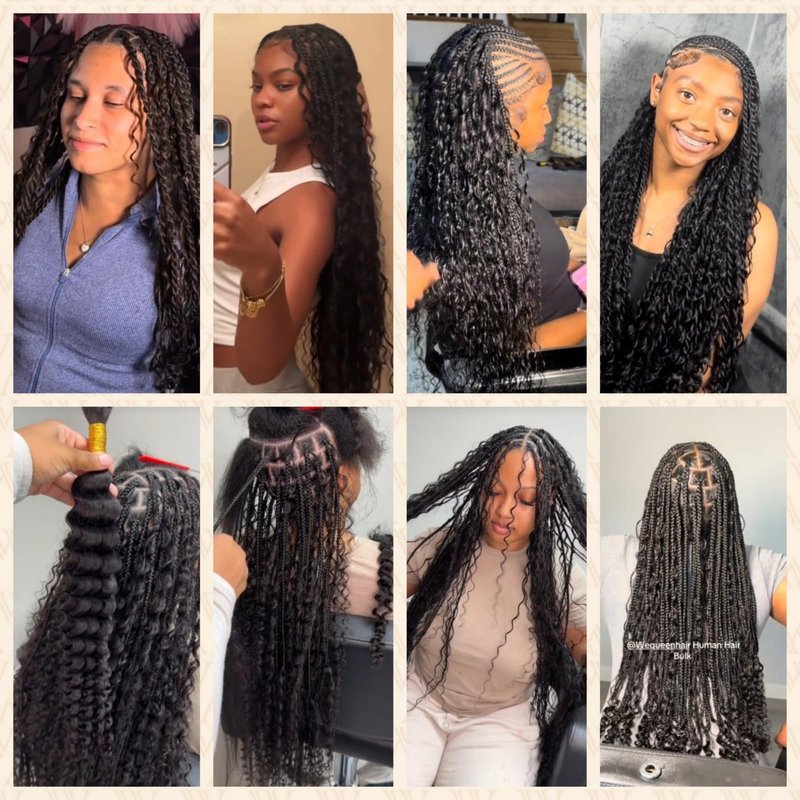 Wequeen 16A Human Braiding Hair Deep Wave 100g 20 Inch 2 Bundles/Pack 100% Unprocessed Brazilian Virgin Hair No Weft Bulk Human Hair for Braiding Curly Hair Extensions for Boho Braids,Natural Black