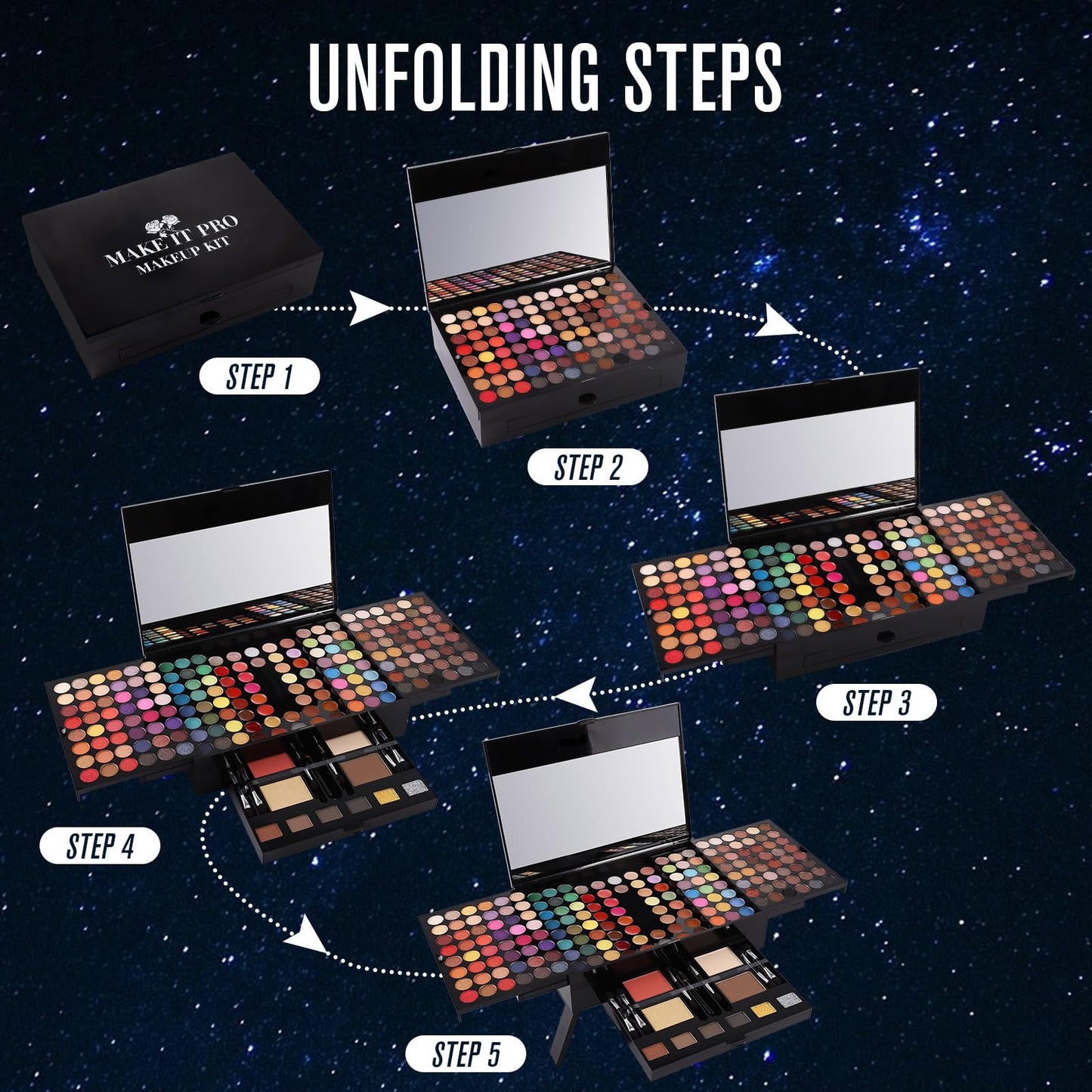 Professional Makeup Kit for Women with Mirror All In One Makeup Gift Set for Teens 180 Color Eyeshadow Palette 2 Blush 2 Powder 1 Eyeliner 4 Eyebrow Make Up Sets Matte Shimmer Mixing Pallet Eye Shadow