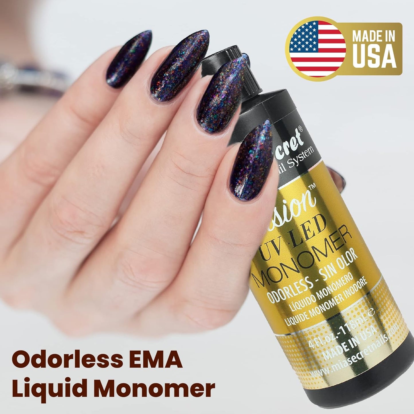 Mia Secret Odorless Fusion UV LED Monomer - 2oz & 4oz Options for Nail Professionals