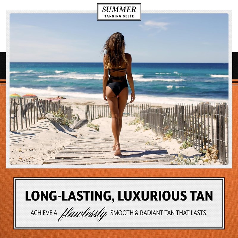 Summer Gelée Tanning Gel SPF 4 Sunscreen | Deep Bronze Tan Accelerator | Classi French Tanning Gelee | No Orange Cast Bronzing Gel | Beach Pool & Tanning Bed | Non-Greasy Fast-Absorbing | 3.12 FL OZ
