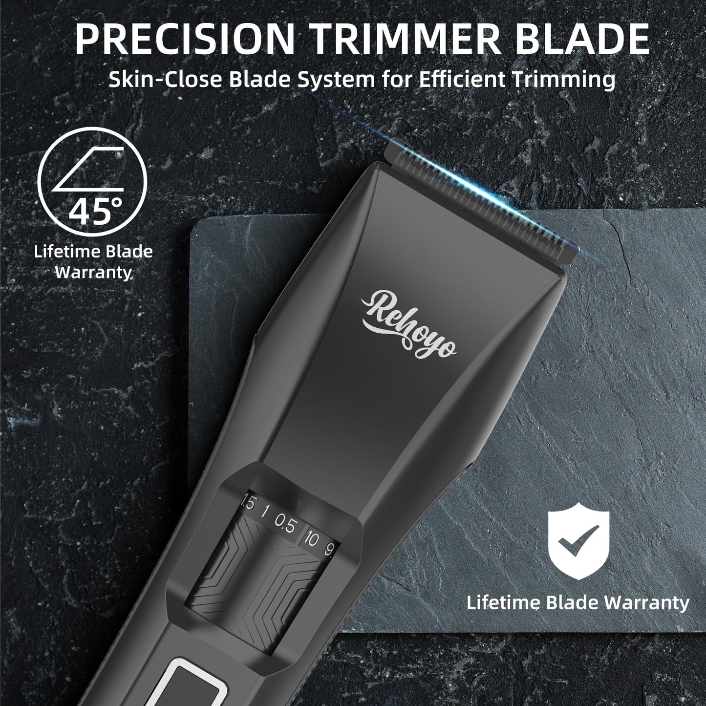 REHOYO Beard Trimmer for Men, Waterproof Hair Clippers with Stainless Steel Blades for Beard