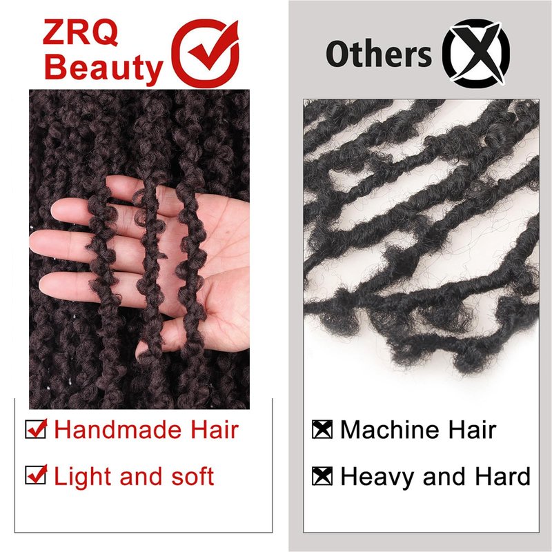 ZRQ 18 Inch Distressed Faux Locs Long Butterfly Locs Crochet Braids Hair Pre-looped Synthetic Soft Locs For Black Women Goddess Locs Hair Extensions (6 Pack 4#)