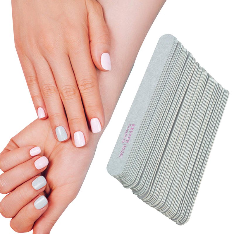 50Pcs Nail Files - 180/240 Grit Nail Art Buffering Files Double Sided Fingernail Files Professional Emery Boards Nail Care Files Manicure Pedicure Tools for Acrylic Artificial