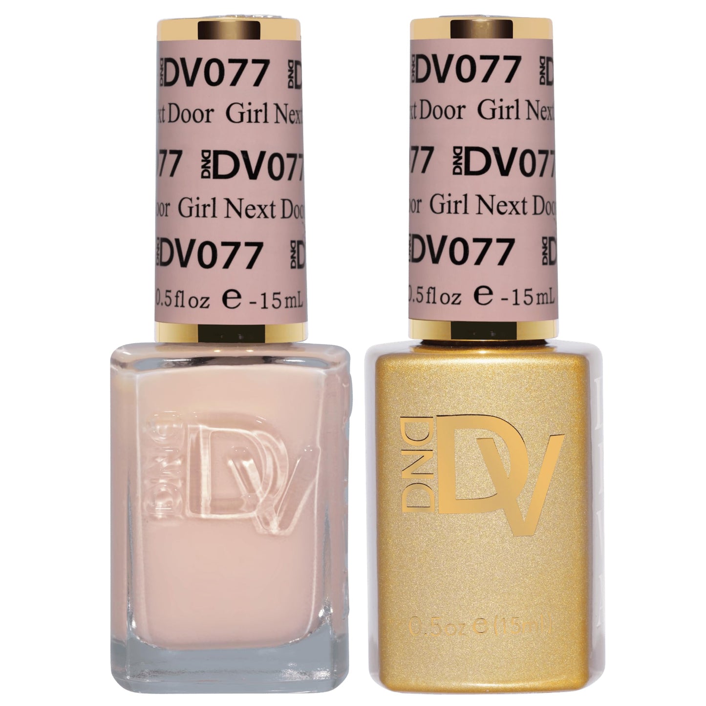 DND Gel Polish Set, Coquette Collection, UV/LED Gel Polish and Air Dry Nail Lacquer, Matching Chip-Free Polish Duo, 077 Girl Next Door, 0.5 Fl Oz