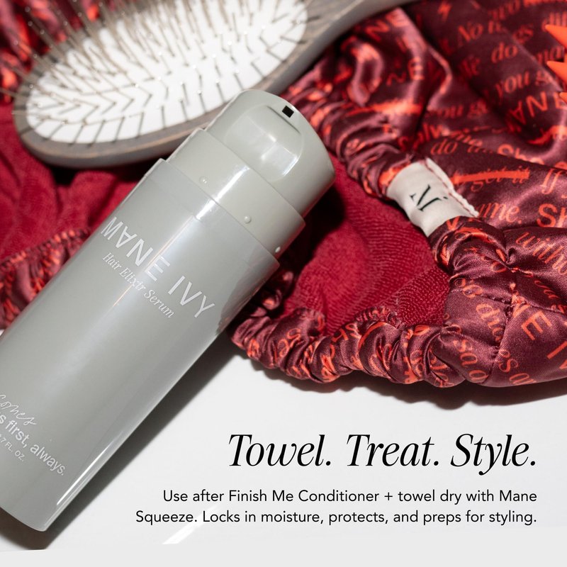 MANE IVY - Total Package Hair Elixir Serum - Smooth Frizz-Free Hair - 40ml 1.3 Fl Oz | Heat Protectant - Daily Styling & Overnight Treatment - Lightweight Formula with Hibiscus & Meadowfoam Extracts