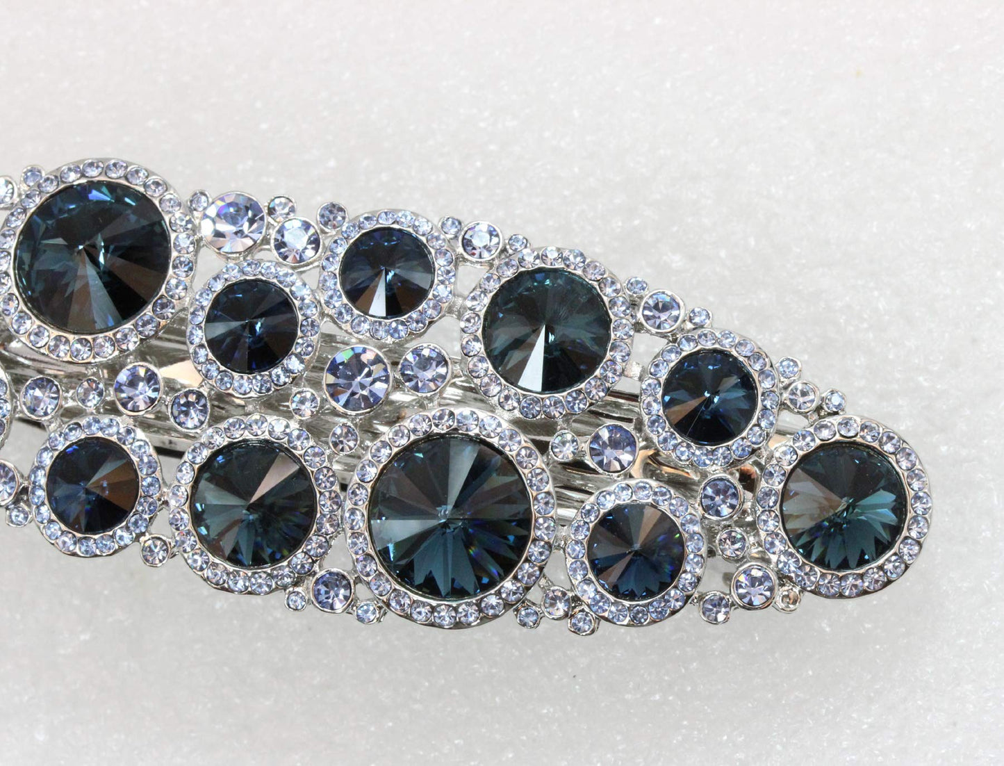 Faship Gorgeous Navy Blue Premium Rhinestone Crystal Hair Barrette Clip
