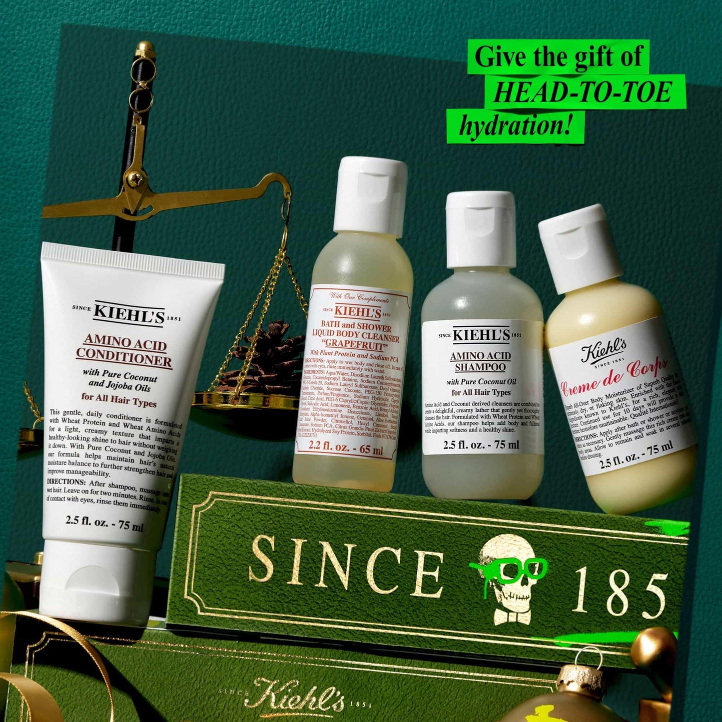 Kiehl's Body and Haircare Routine Gift Set, $49 Value, Includes 3 Travel Size Products, Shampoo, Conditioner and Body Lotion