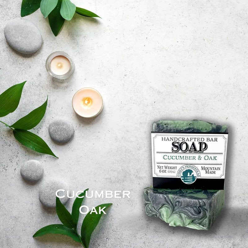Natural Cucumber Oak Exfoliating Bar Soap - 3 Pack | Emily's Homestead