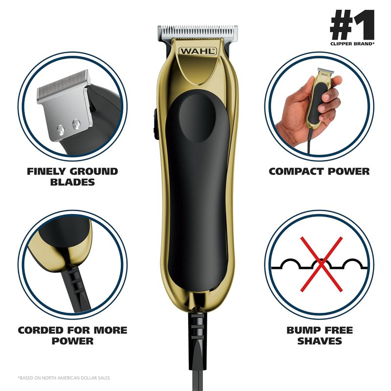 Wahl T-Pro Men's Beard Trimmer - Corded Precision Outlining with Diamond Finished T Blade | Model 9307-300