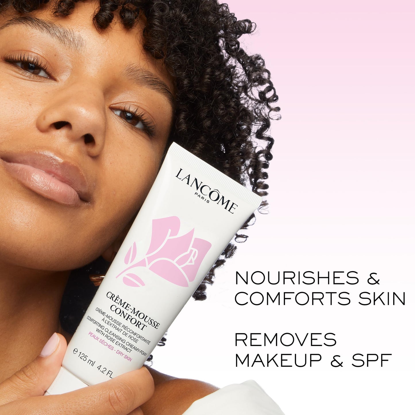 Lancôme Créme Mousse Confort Foaming Facial Cleanser | Comforting Cream Cleanser & Makeup Remover with Rosehip Oil | Gentle Hydrating Face Wash for Soft, Radiant Skin | 4.2 Fl Oz