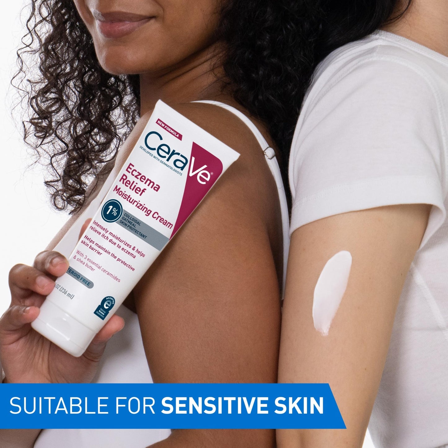 CeraVe Eczema Relief Moisturizing Cream with Colloidal Oatmeal, Shea Butter & Vitamin E For Dry Skin & Itchy Skin Relief, Steroid Free & Paraben Free, 8oz