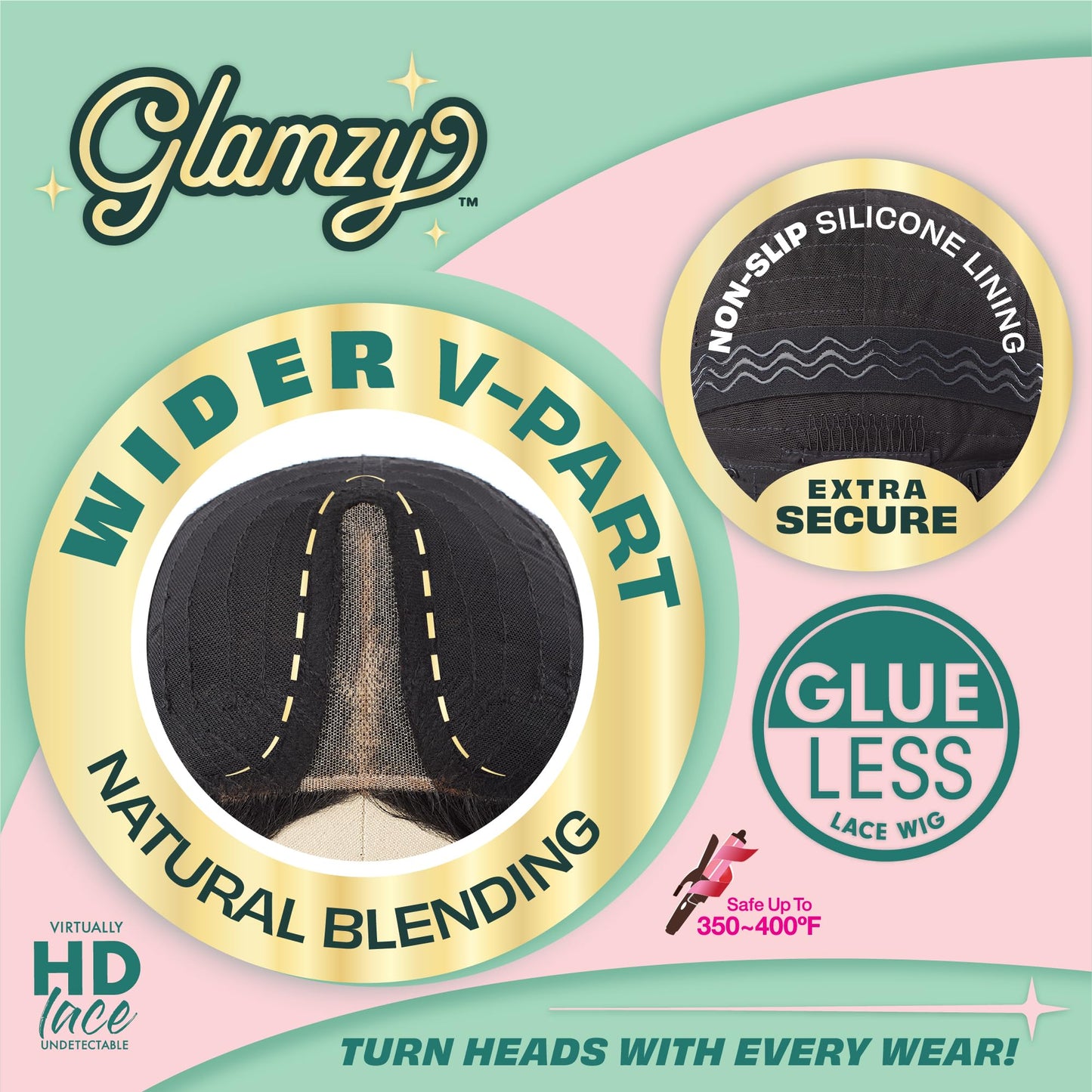 Sensationnel Glamzy Lace Part Wigs - Violetta Glueless Hand Tied Wider V Parting Synthetic Hair (BALAYAGEHAZELNUT)