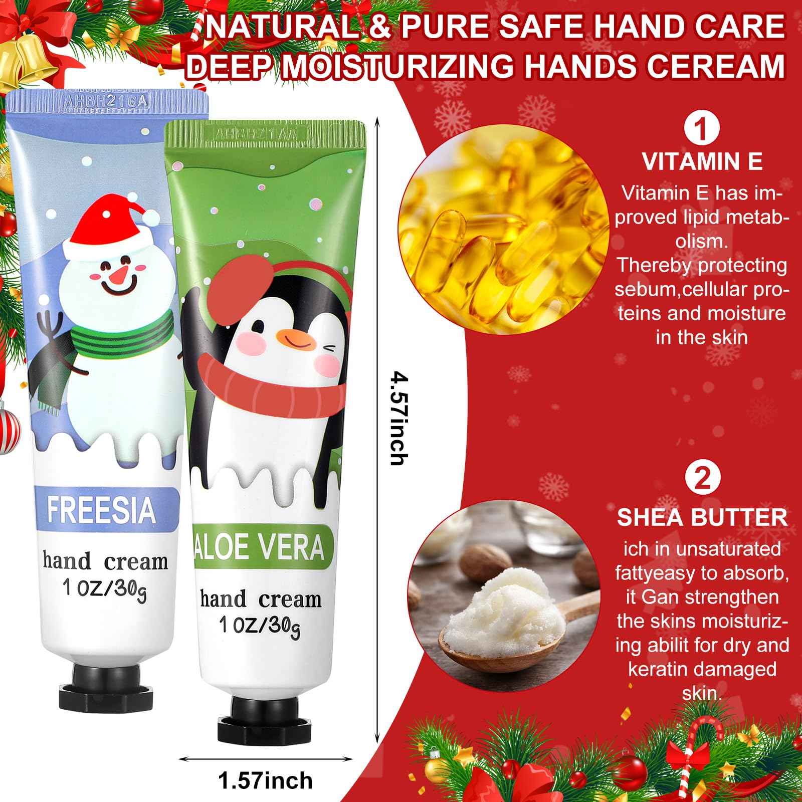 Swiffen 80 Pcs Christmas Hand Cream Gift Set for Dry Cracked Hands Natural Plant Fragrance Shea Hand Lotion Mini Hand Moisturizing Cream Christmas Gifts for Women Mom Christmas Stocking Stuffers