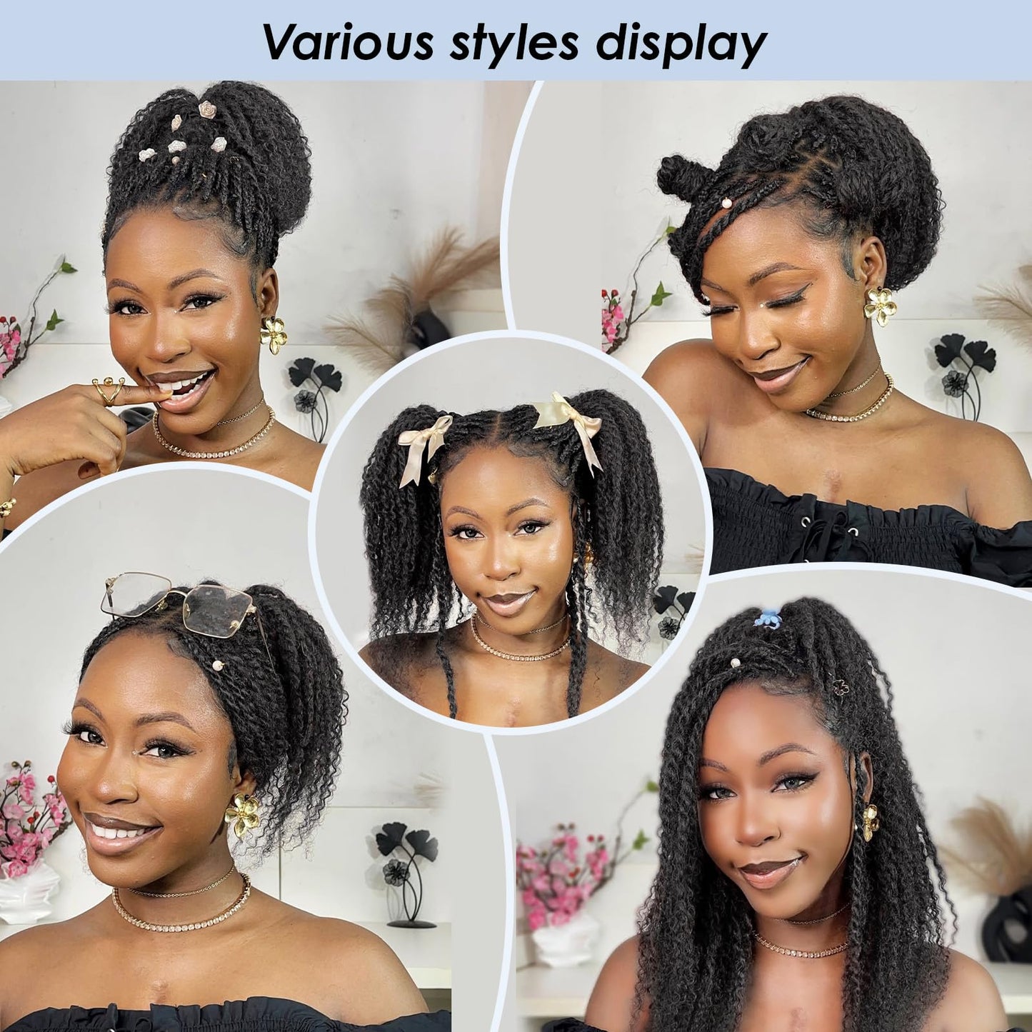 Afro Kinkys Bulk Human Hair,16 Inch 50g/Pack Afro Kinky-Curly Human Hair Bulk for Mini Twist,4C Chocolate Brown Bulk Human Braiding Hair For Micro,Crochet,Repair, Dreadlocks,Locs Extensions #4