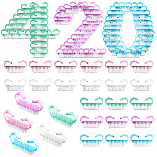 TANEMUDO 420 Pcs Handle Grip Nail Brush Bulk 5 Colors Nail Scrub Brush Pedicure Scrubbing Tool for Men and Women for Cleaner Nails and Toes