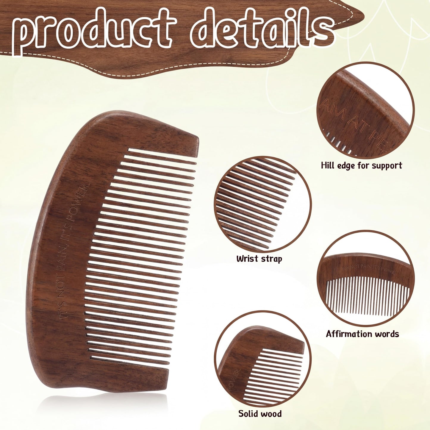 Yiyiring 40 Sets Birthing Comb Labor Pain Labor Combs with Affirmation Card for Pregnant Women Wooden Engraved Stress Bitrh Relief Comb for Delivery Support Relief Self Care New Mom Gifts