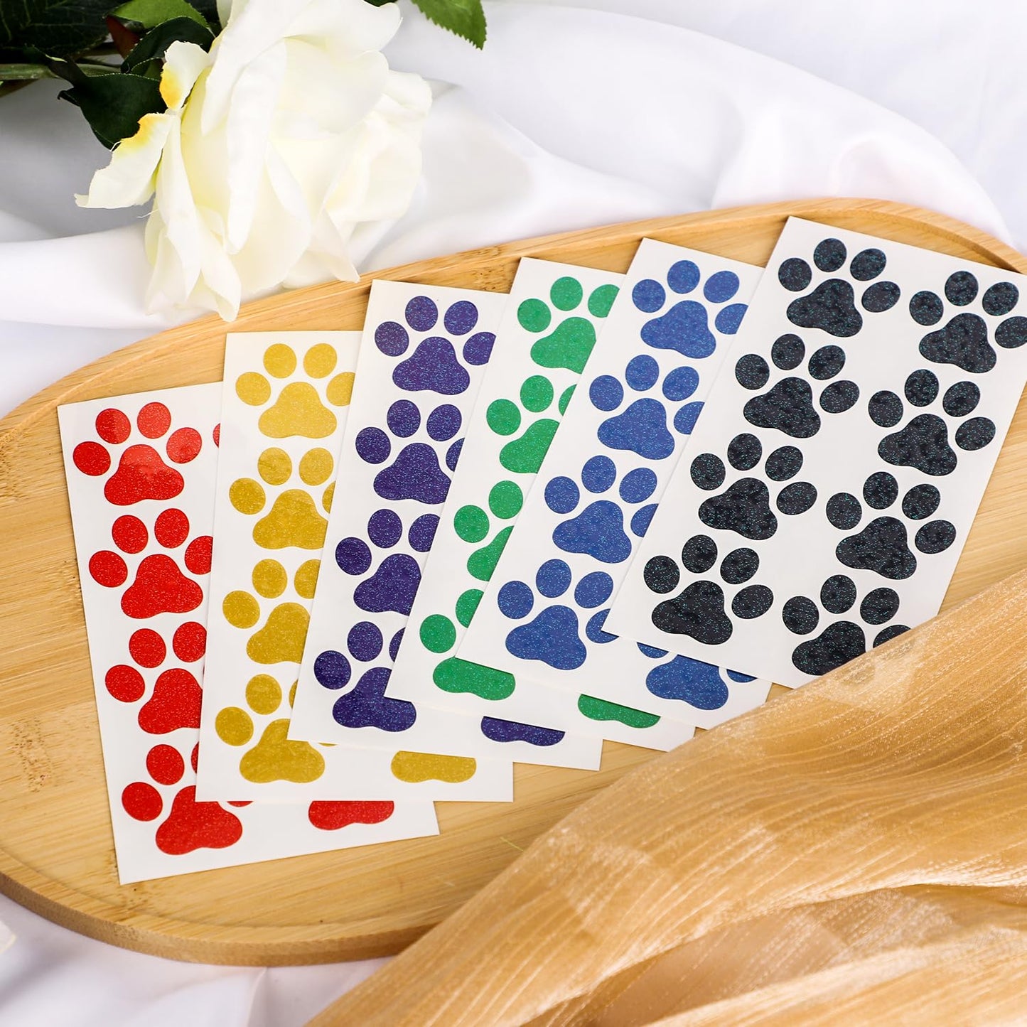 30 sheets 240pcs Dog Paw Glitter Temporary Tattoos, Paw Print Tattoo Face Tattoos Sticker Dog Paw Body Tattoos for Women Girls Face Body Accessories