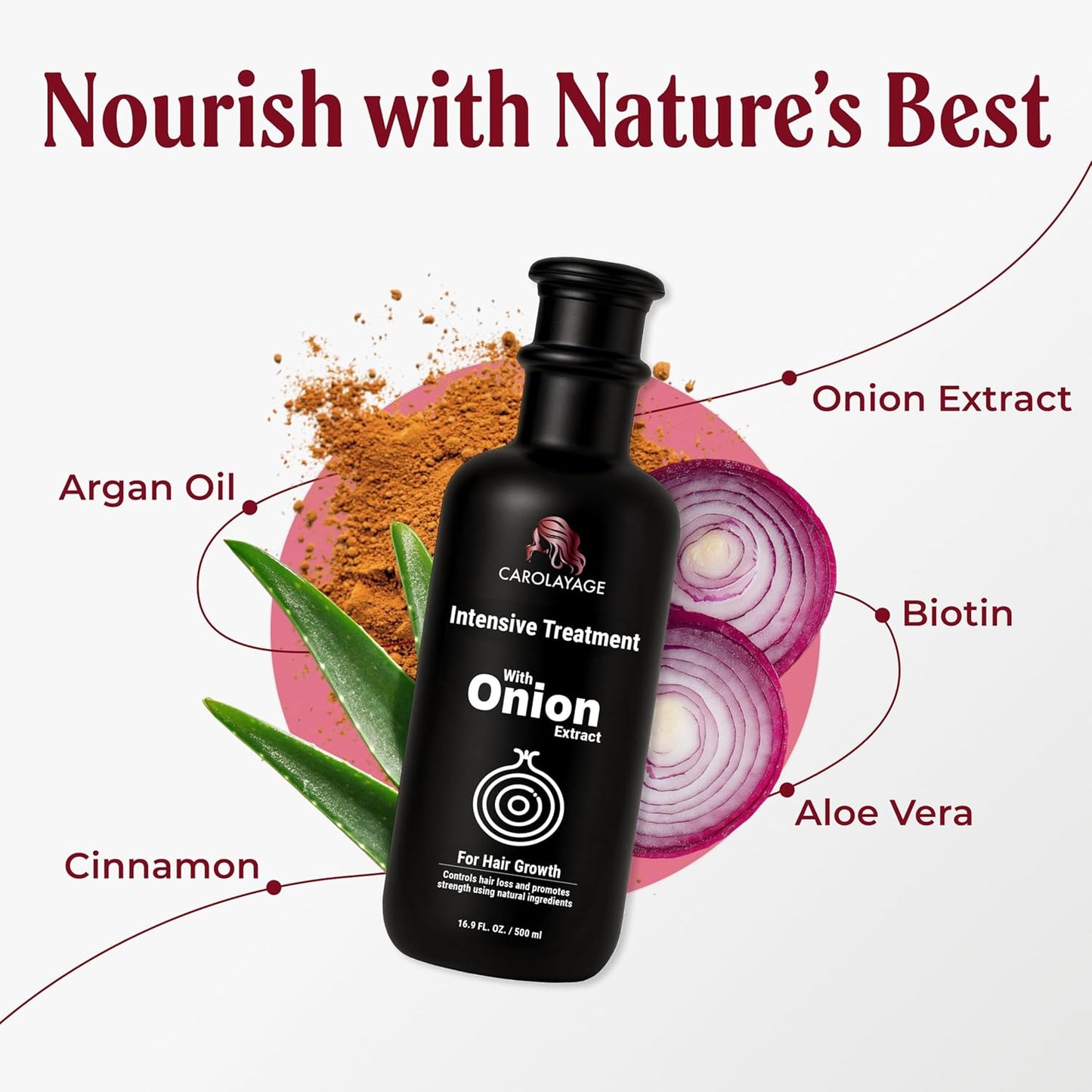 Onion Hair Treatment - Deep Repair & Hair Loss Control | Argan & Aloe Infusion | 16.9 fl oz