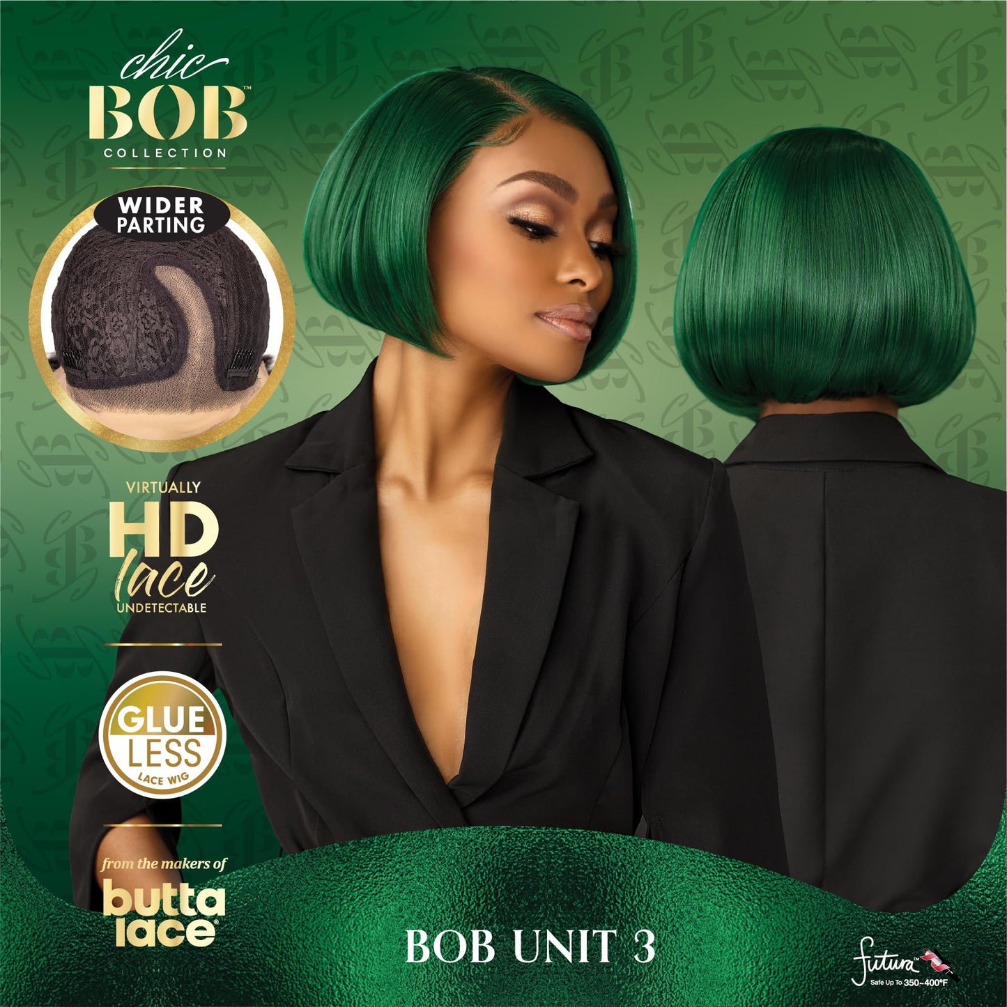 Sensationnel Chicbob Lace Frontwig - Bob Unit 3 Face Framing Glueless Wig Wide 5 Inch Deep Part Synthetic Preplucked Hairline (DIRTYBLONDE)