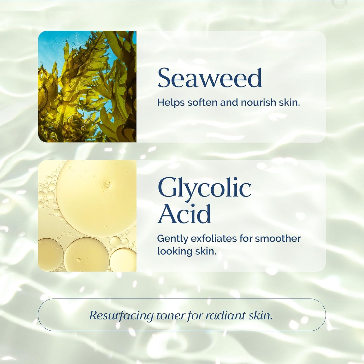 Exfoliating Face Toner with Seaweed & Glycolic Acid - Hydrating, Oil Balancing Formula for All Skin Types | 8 fl oz