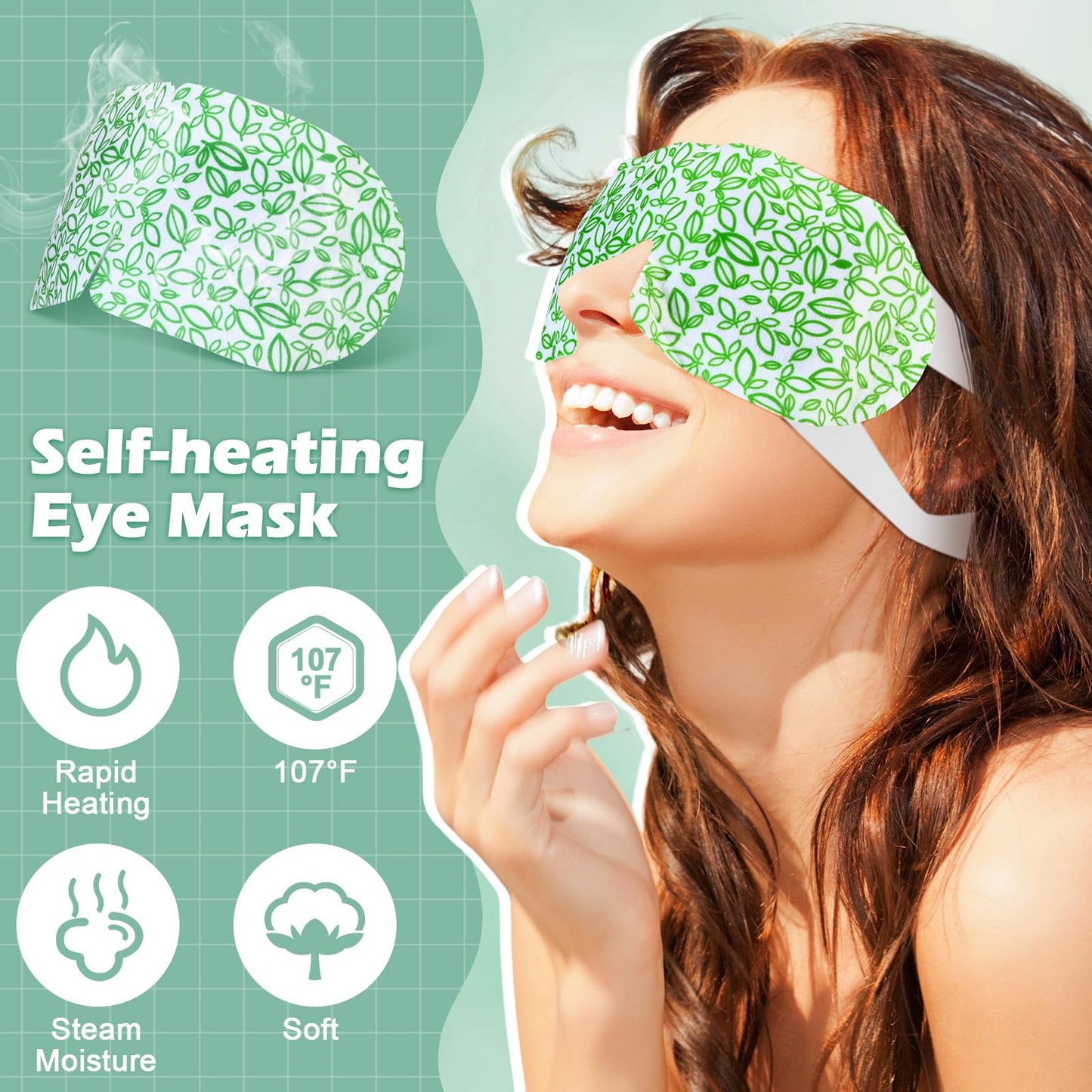 Silicherry 48 Packs Steam Eye Mask Disposable Self Heating Eye Mask for Dry Eyes Spa Warm Sleep for Home Office Travel Eyestrain Relieve