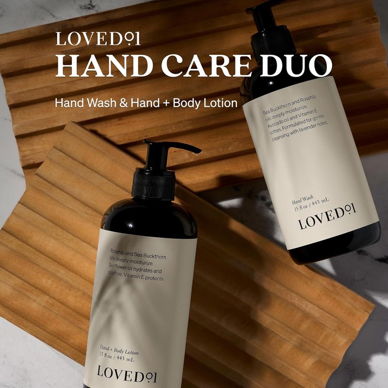 Loved01 Hand Soap and Lotion Set - Cleansing & Moisturizing Bundle | 15 Oz Hand Wash & 15 Oz Body Lotion