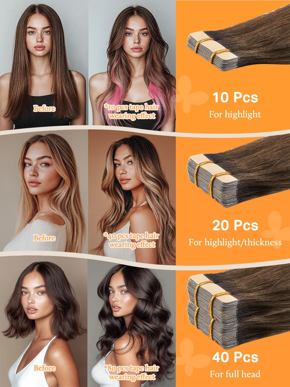 DOORES Tape in Hair Extensions Human Hair, 18 Inch 50g 20pcs Dark Brown to Chestnut Brown, For Everyday Wear, Skin Weft Seamless Real Remy Straight Tape ins For Fine Thin Add Volume