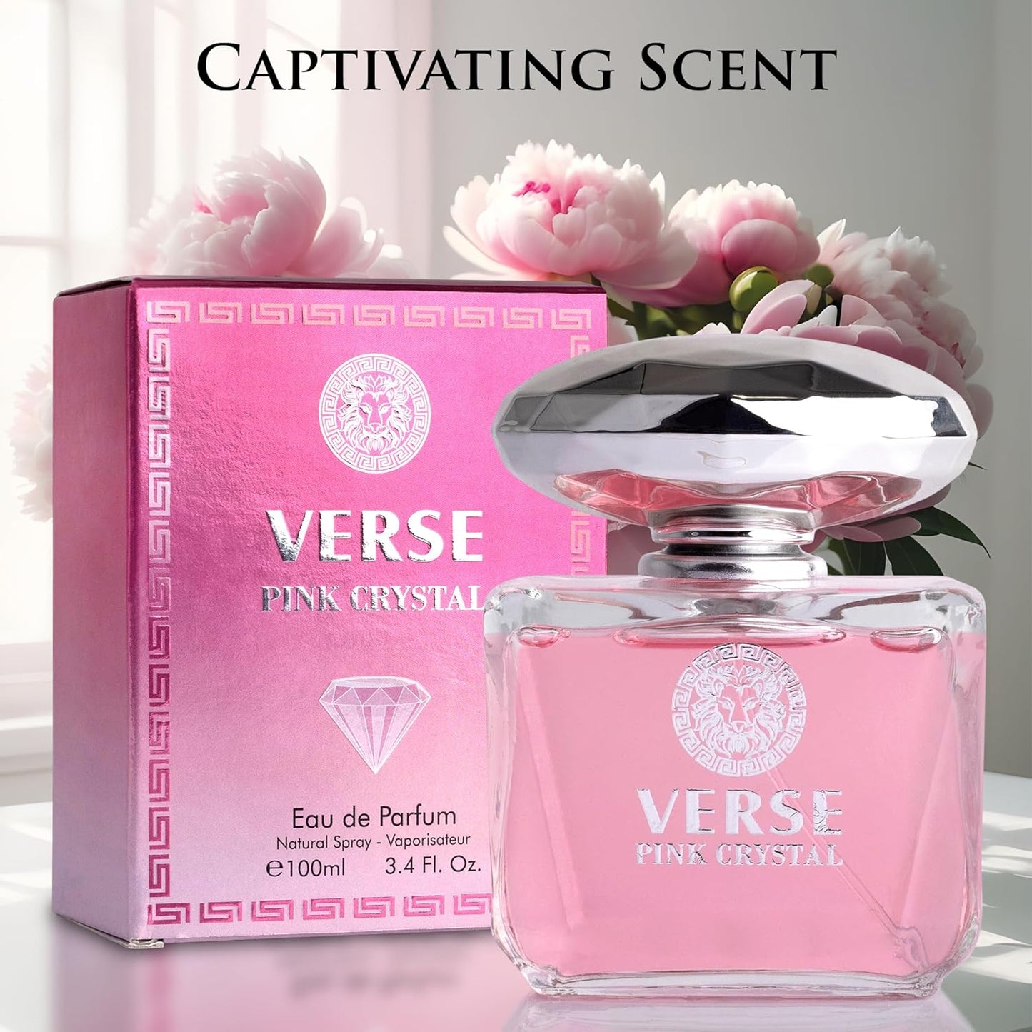 Verse Pink Crystal Eau De Parfum for Women | Floral & Fruity Scent with Pomegranate & Yuzu - 100ml Elegant Bottle
