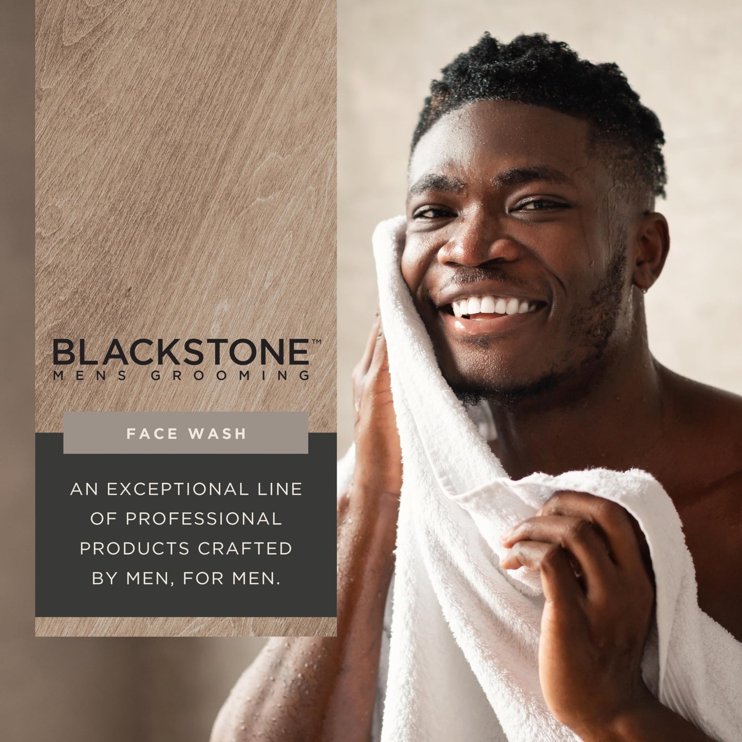 Blackstone Men's Grooming Detoxifying Face Wash with Vitamin E and Peppermint - Deep Cleansing & Exfoliating | Paraben Free, Activated Charcoal (6 Fl Oz)