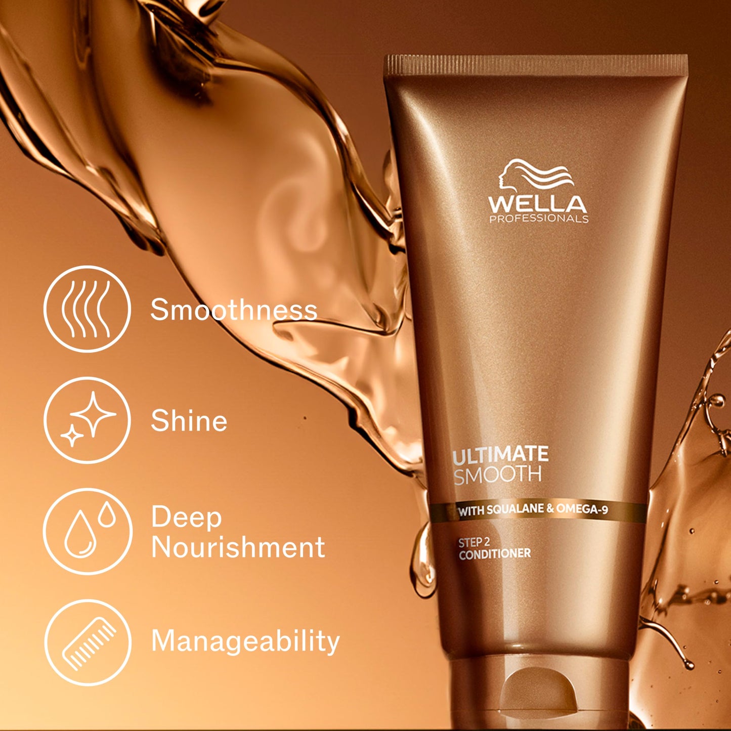 Wella Professionals ULTIMATE SMOOTH Conditioner | Treatment for Dry & Frizzy Hair | With Squalane & Omega 9 | 6.7 Fl Oz