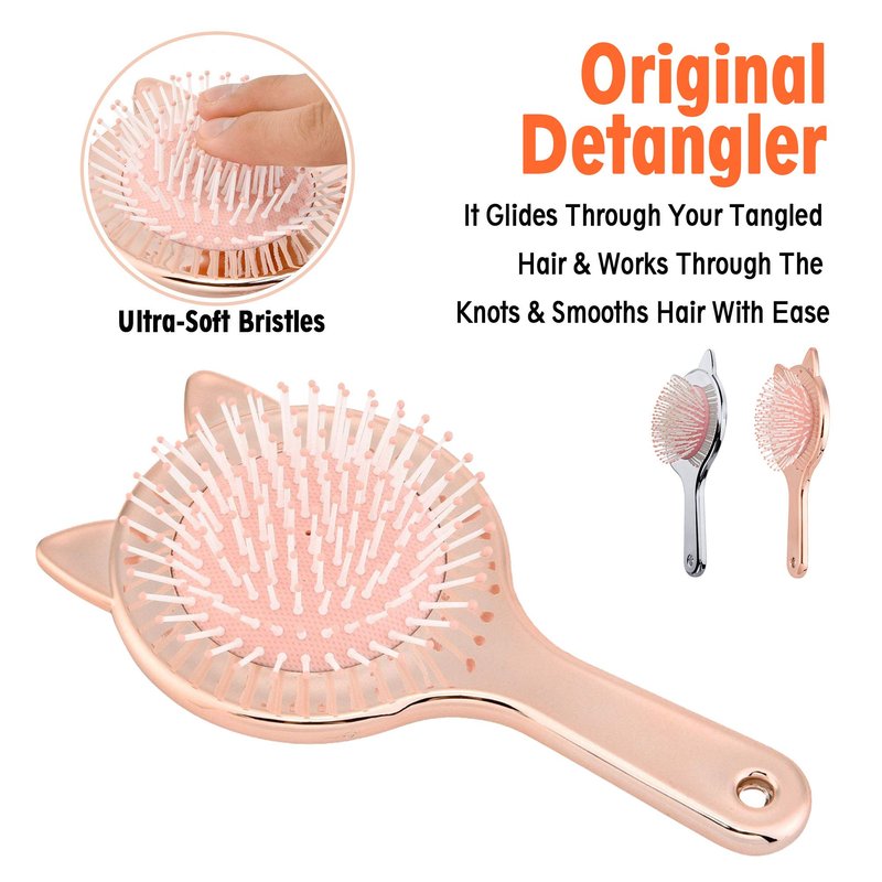 Aethland Toddler Hair Brush Set - Detangling Brush for Curly Hair and Rainbow Color Hairdressing Comb for Fine Thick Hair