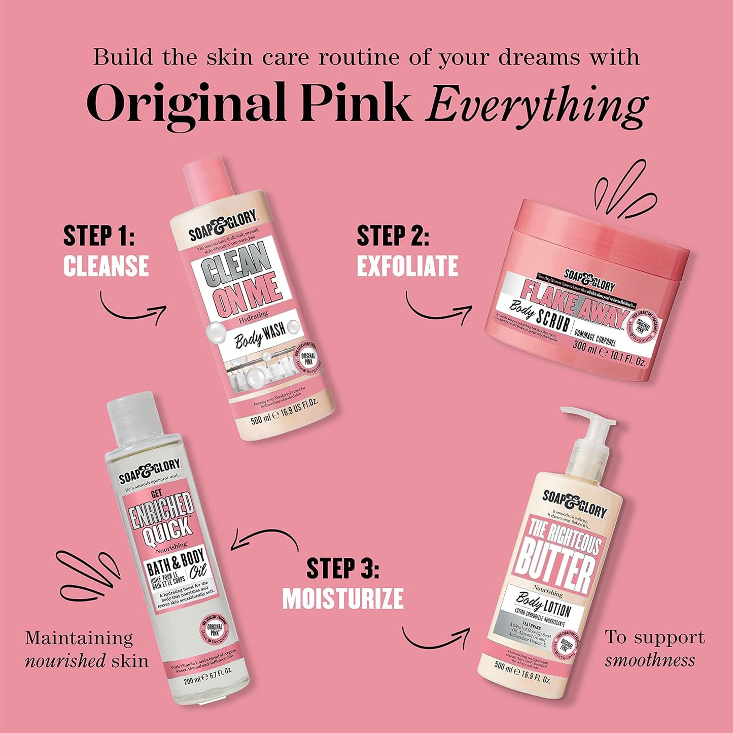 Soap & Glory Exfoliating Body Scrub - Original Pink Smoothing & Buffing Polish with Shea Butter | 200ml
